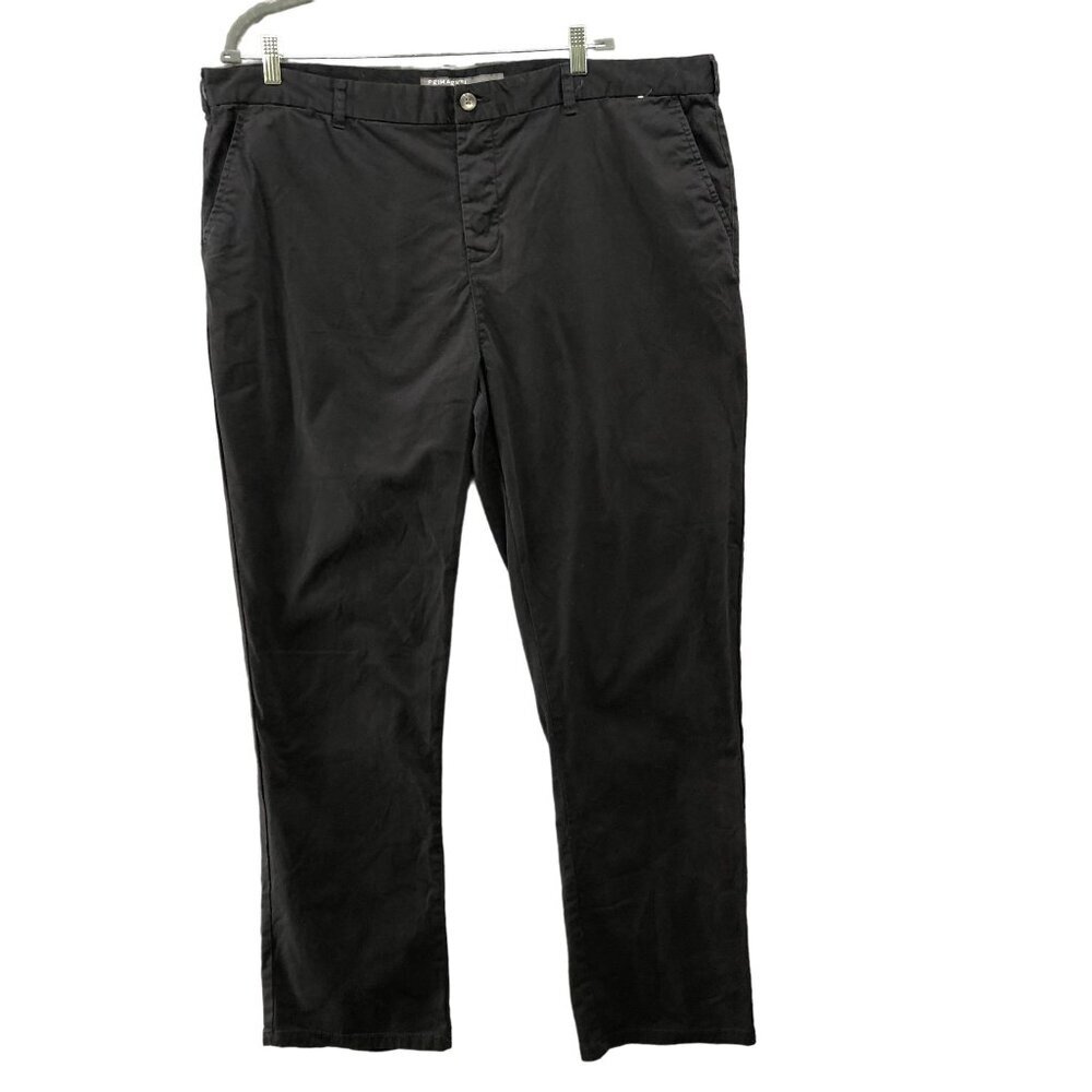 Denim & Co Primark Chino Pants Mens 44x32 Black Slim Fit Stretch Button Fly Flat